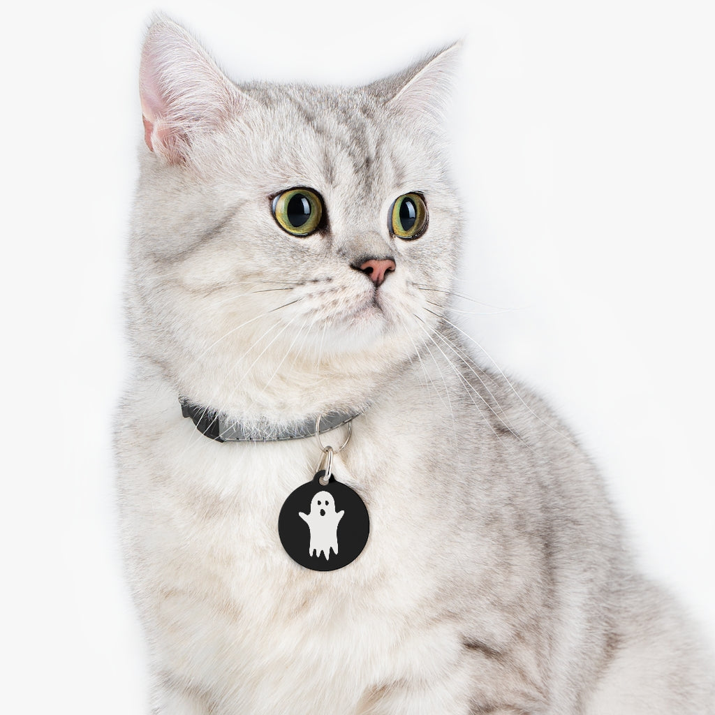 Ghost / Halloween Pet Tag / Black