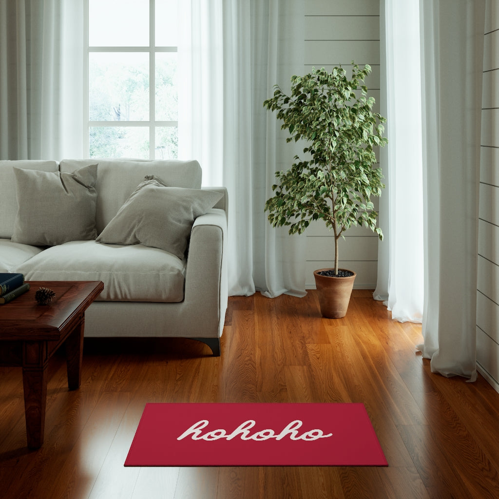 Ho Ho Ho Christmas Welcome Rug / Red