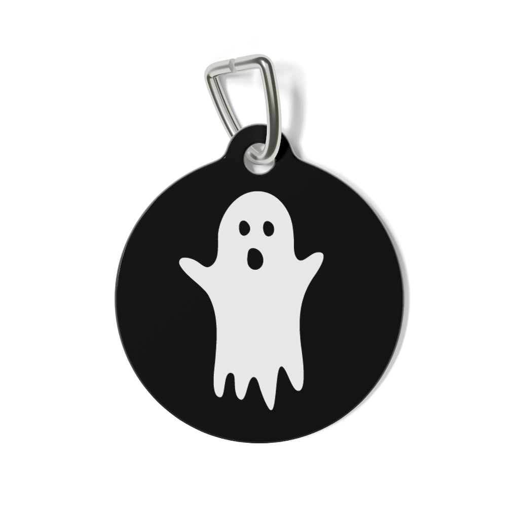 Ghost / Halloween Pet Tag / Black