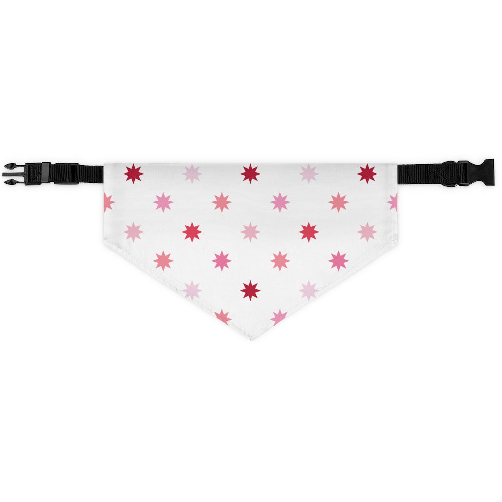Geo Star Dog Bandana / White Pink