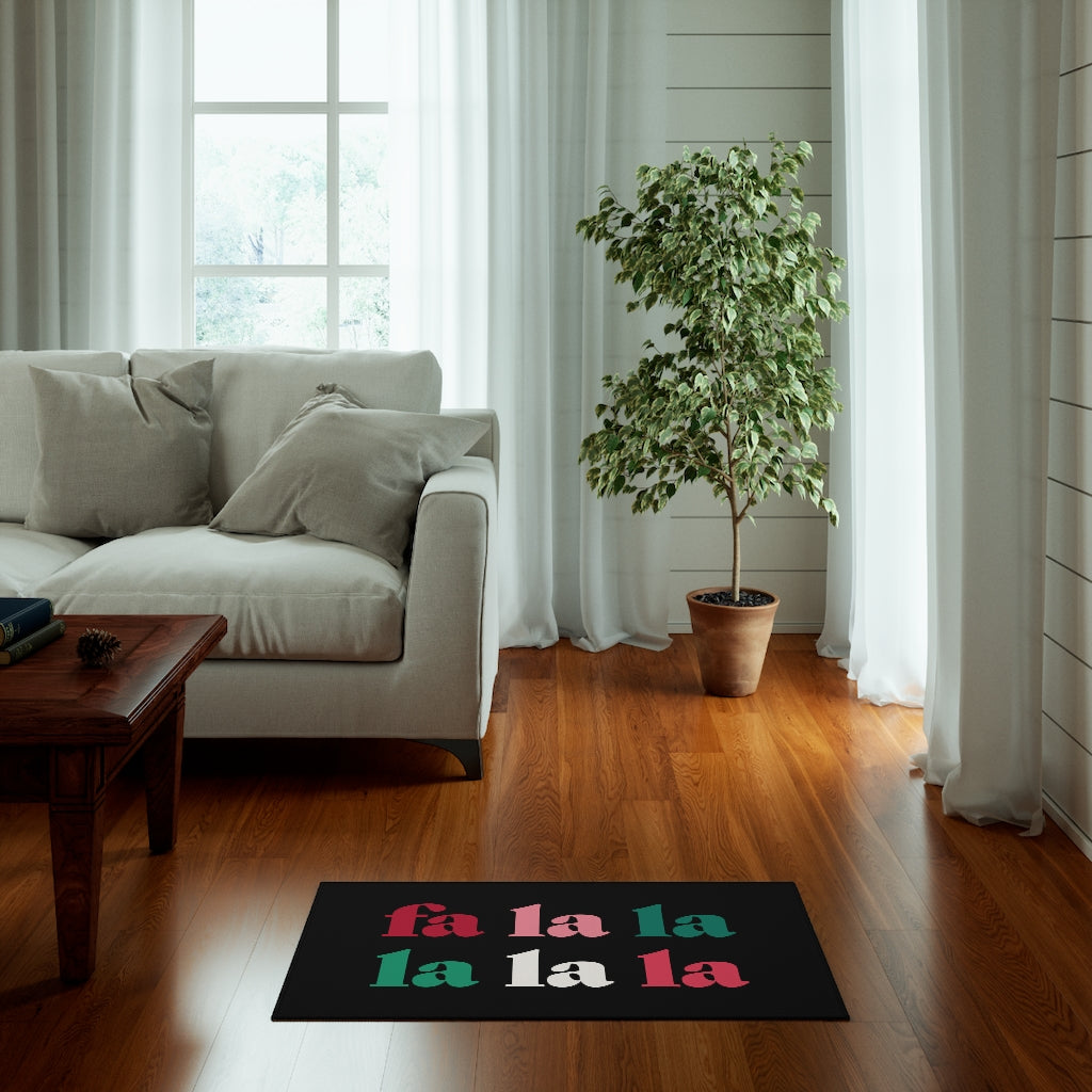 Fa La La Christmas Welcome Rug / Black