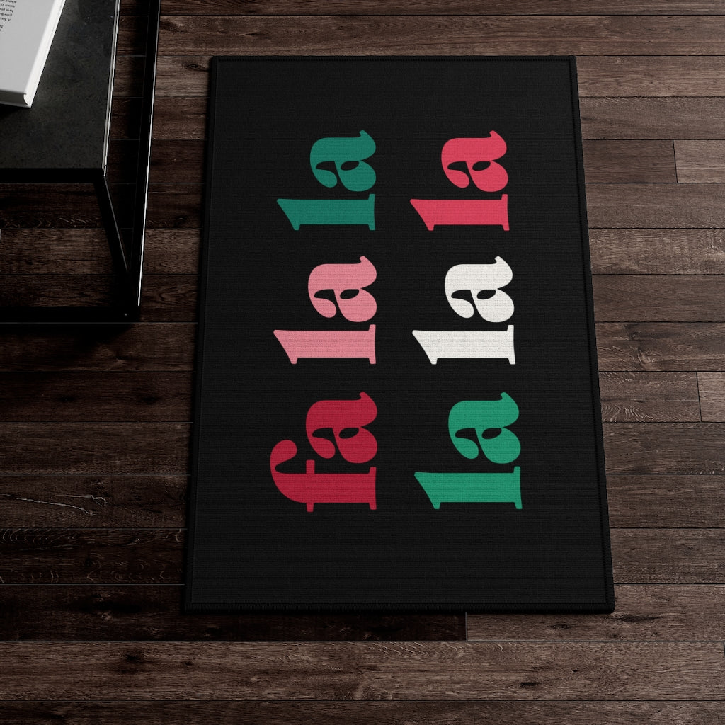 Fa La La Christmas Welcome Rug / Black