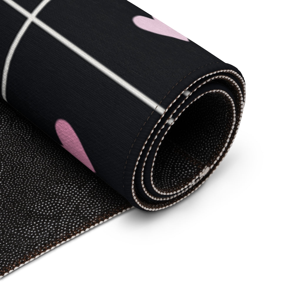 Love Grid Entry Rug / Black Pink