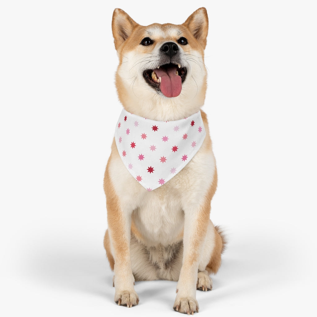 Geo Star Dog Bandana / White Pink