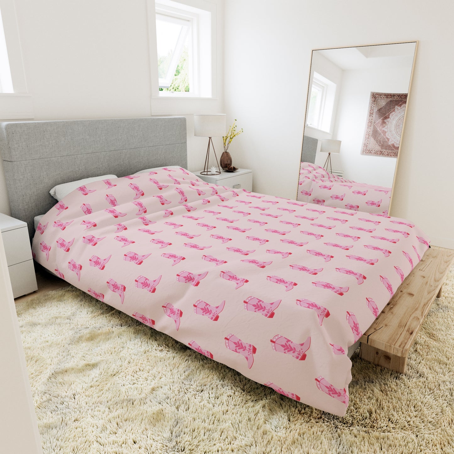 Cowgirl Boot Duvet Cover / Pink