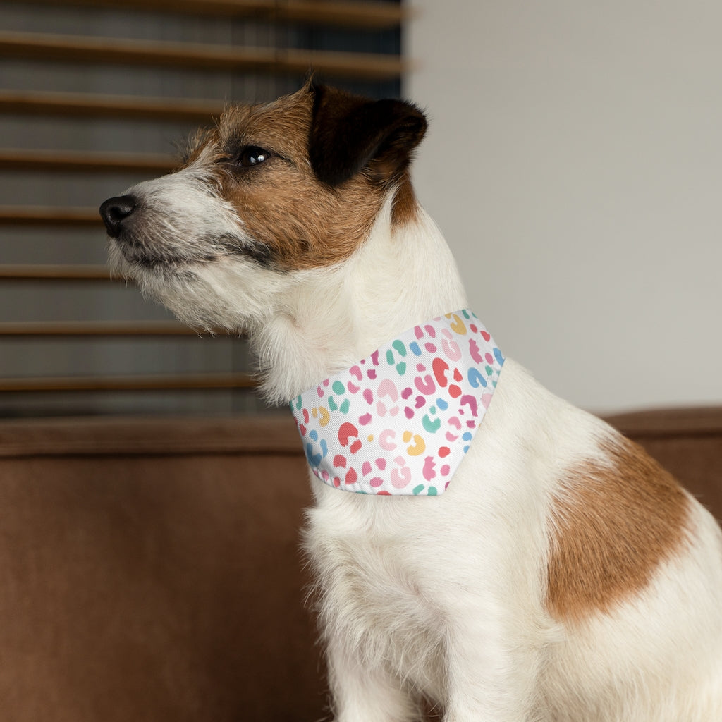 Rainbow Leopard Dog Bandana / White