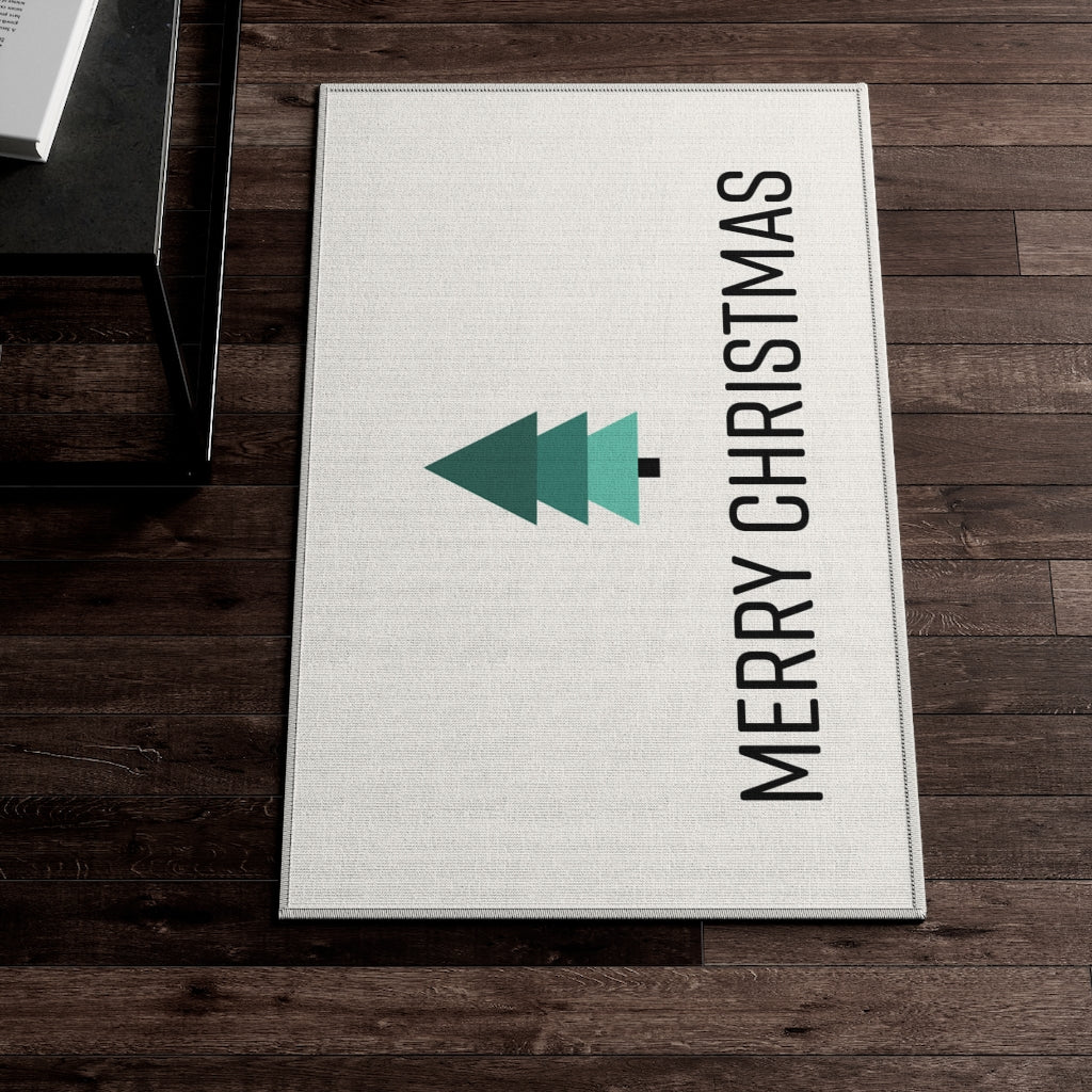 Merry Christmas Welcome Rug / White