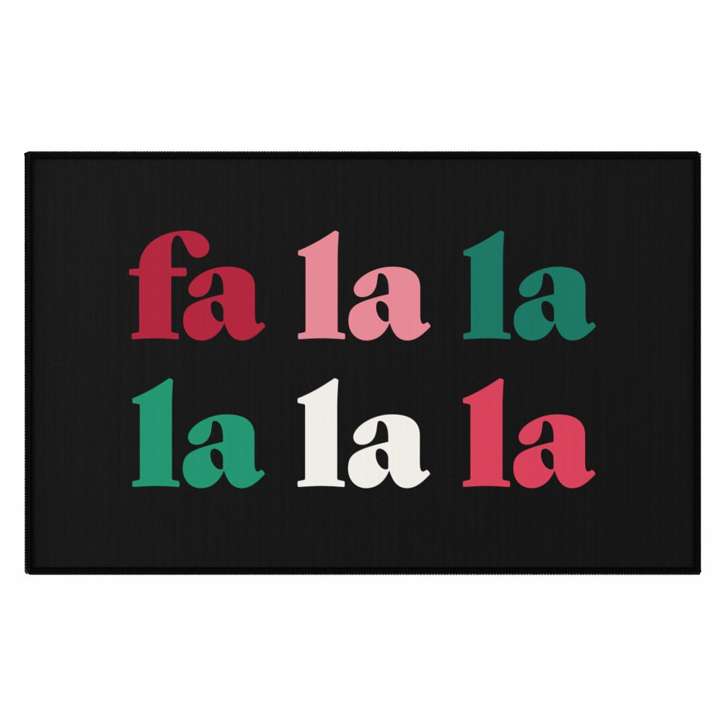 Fa La La Christmas Welcome Rug / Black