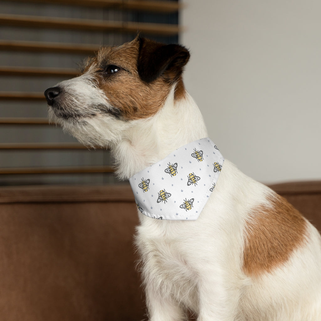 Bumble Bee Dog Bandana / White