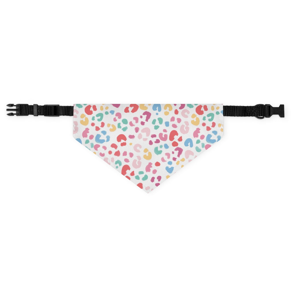 Rainbow Leopard Dog Bandana / White