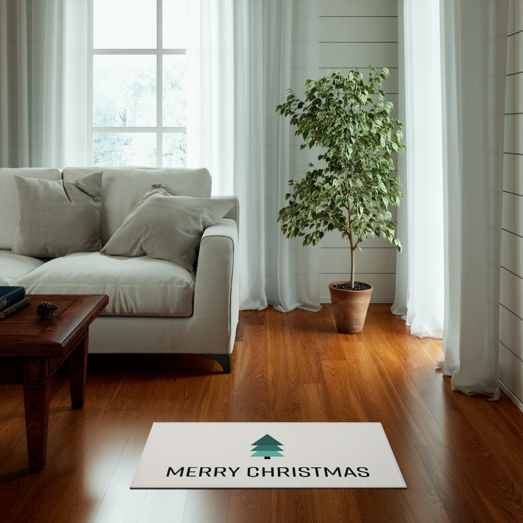 Merry Christmas Welcome Rug / White