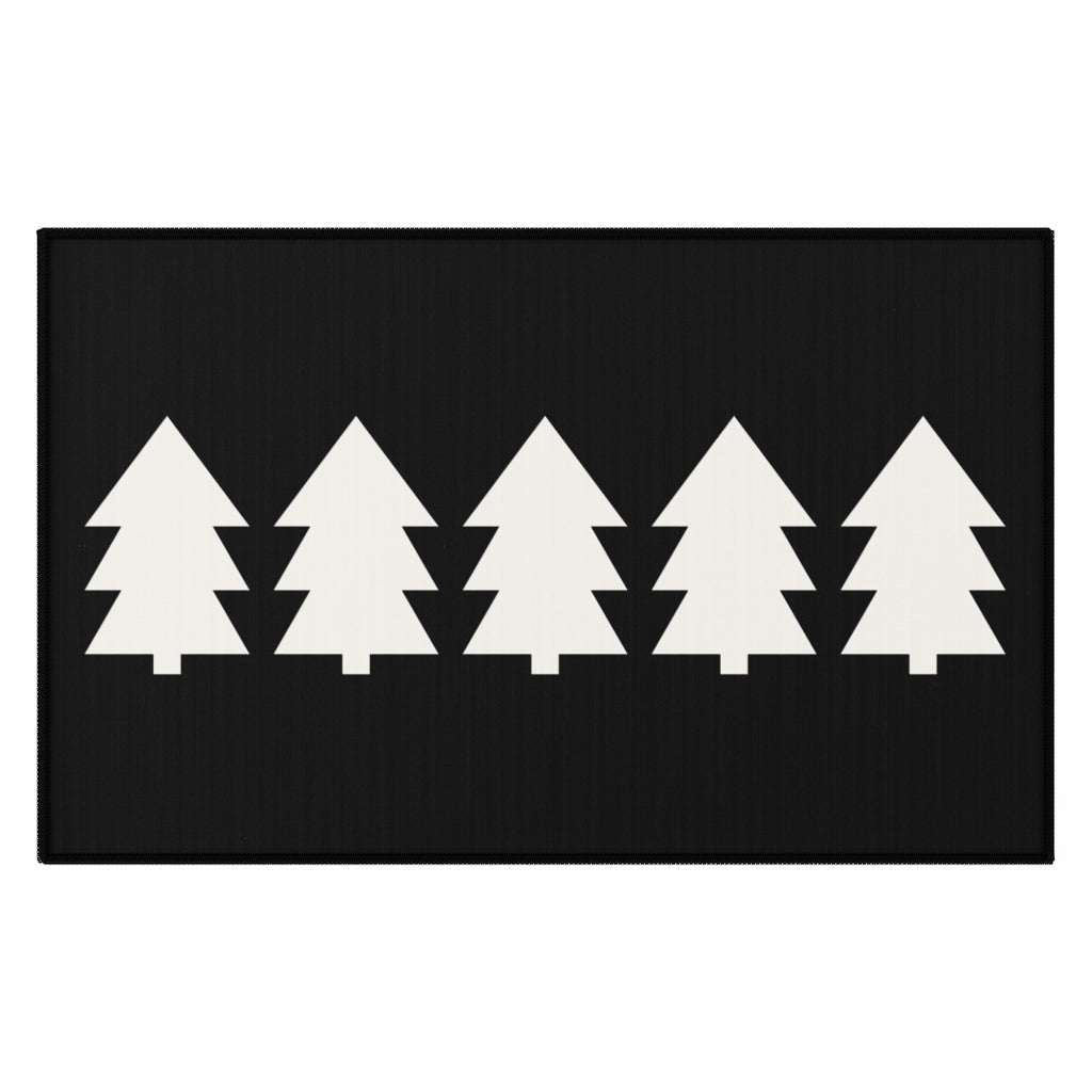 Christmas Tree Welcome Rug / Black
