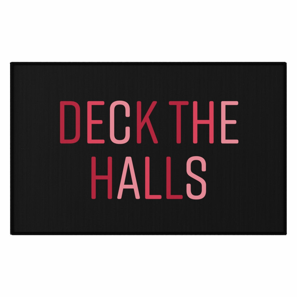 Deck the Halls Christmas Welcome Rug / Black