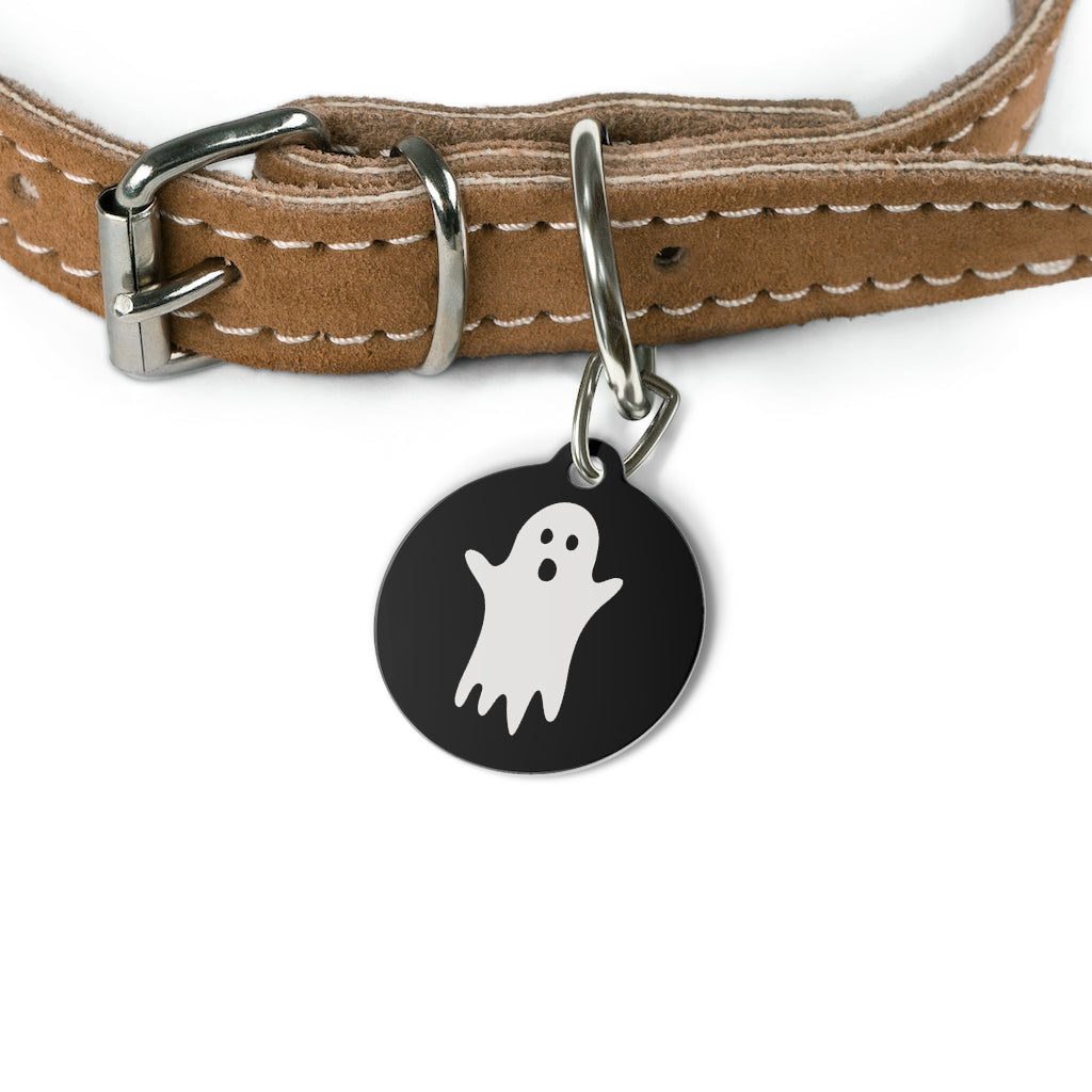 Ghost / Halloween Pet Tag / Black
