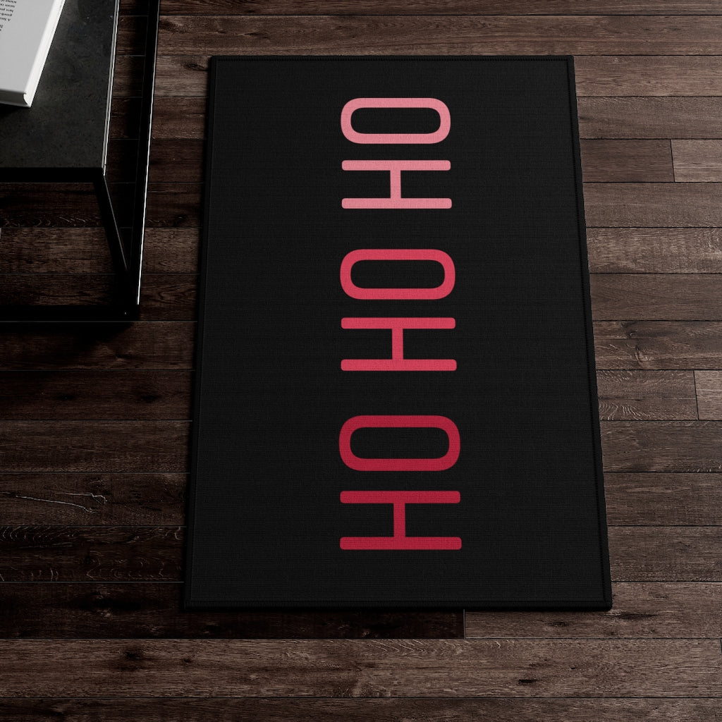 Ho Ho Ho Christmas Welcome Rug / Black