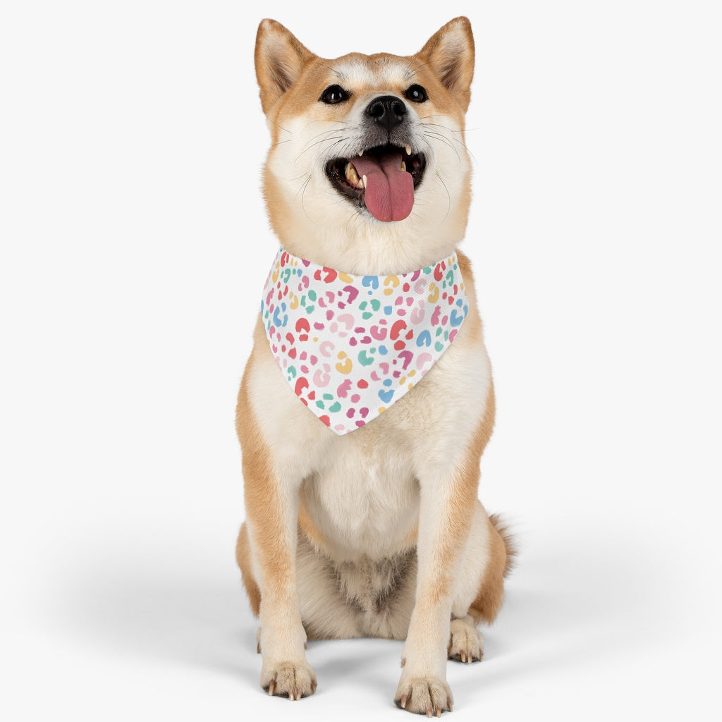 Rainbow Leopard Dog Bandana / White