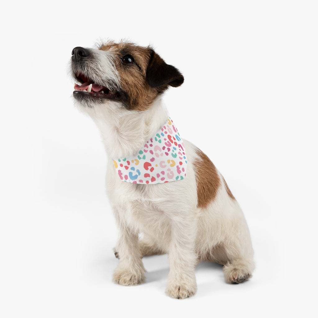 Rainbow Leopard Dog Bandana / White
