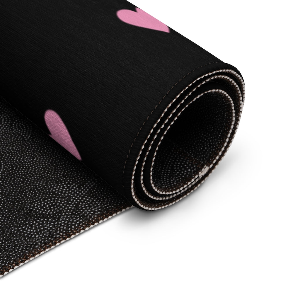 Charming Hearts Entry Rug / Black Pink