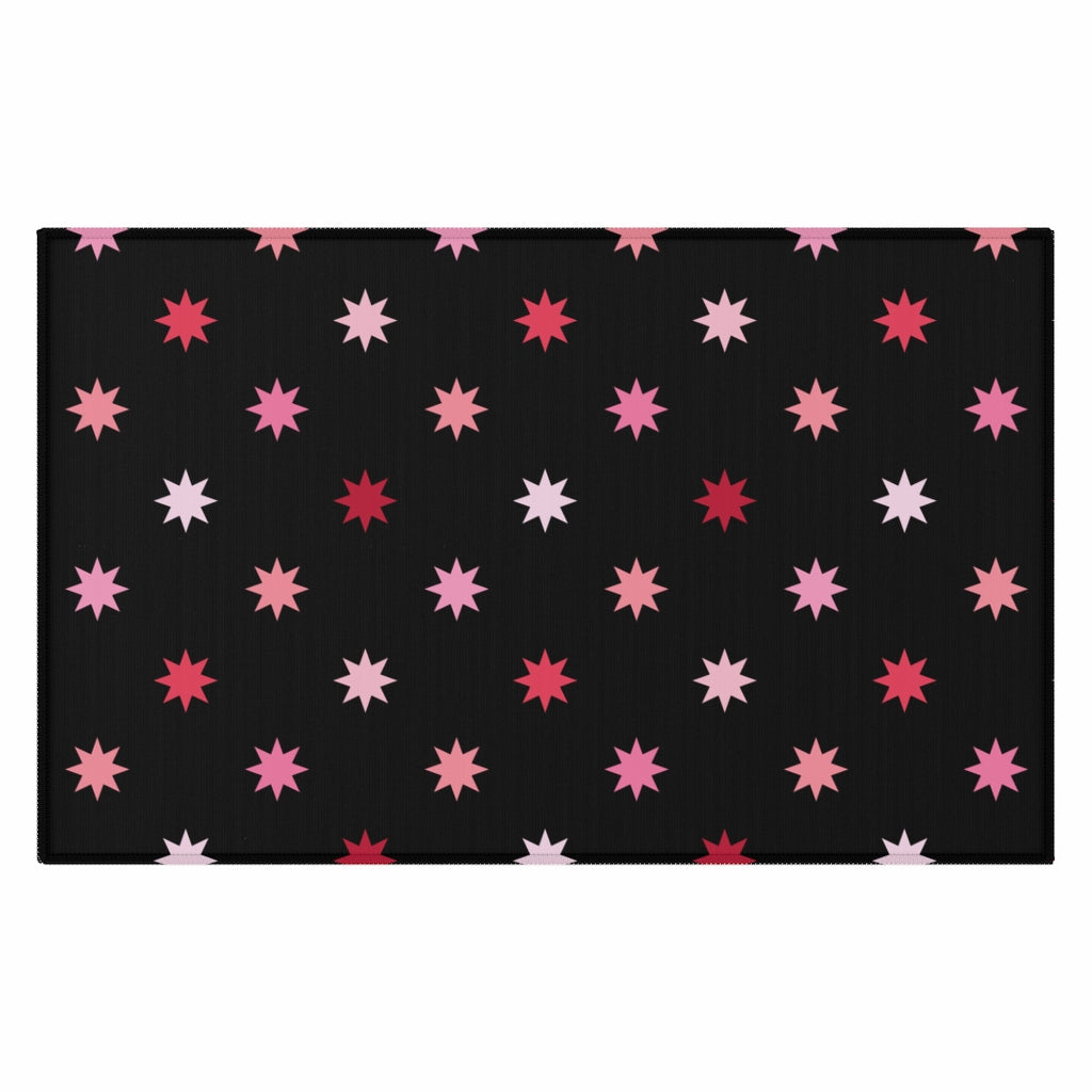 Geo Star Entry Rug / Black Pink