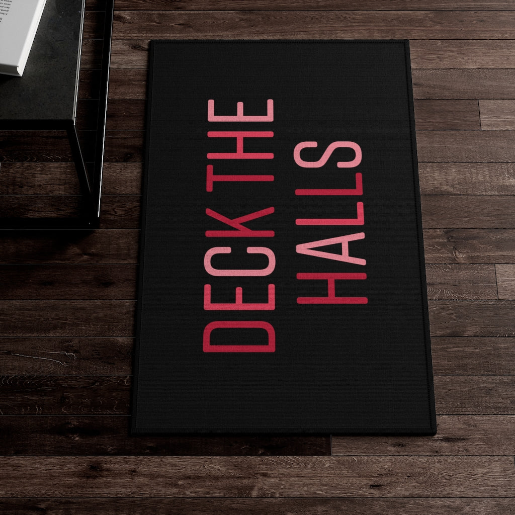 Deck the Halls Christmas Welcome Rug / Black