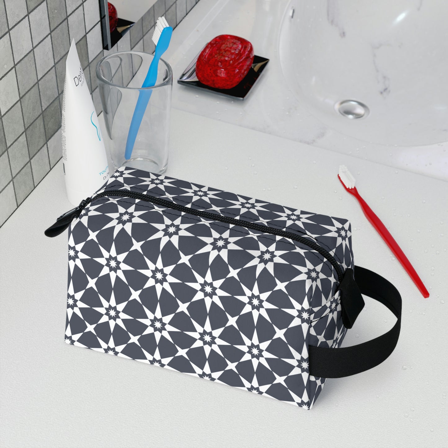Travel Toiletry Bag / August Geo / Dark Gray