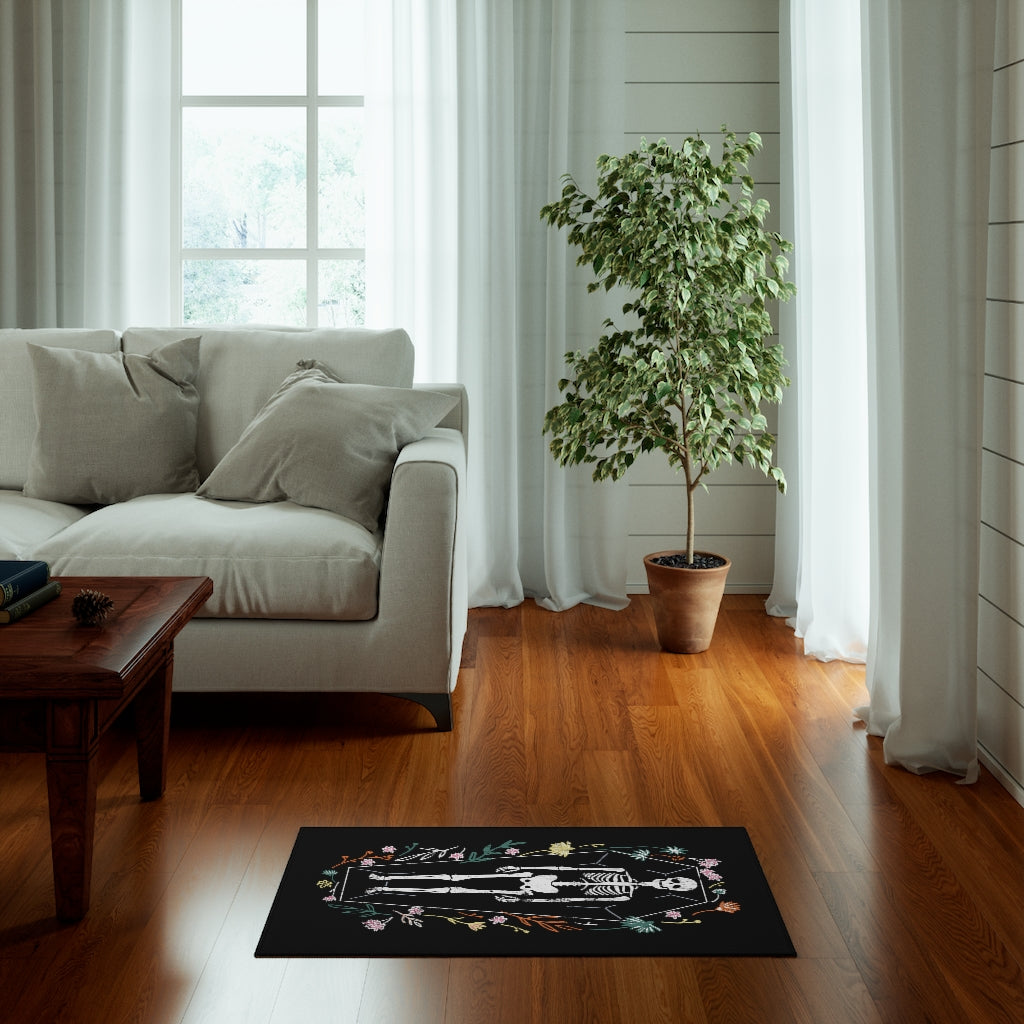 Skeleton / Halloween Vertical Entry Rug / Black
