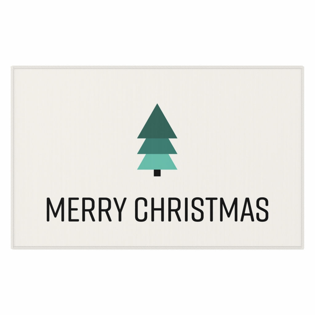 Merry Christmas Welcome Rug / White