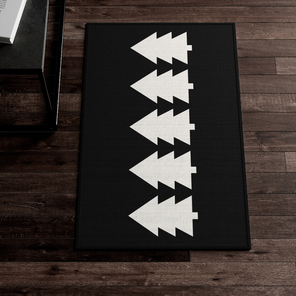 Christmas Tree Welcome Rug / Black
