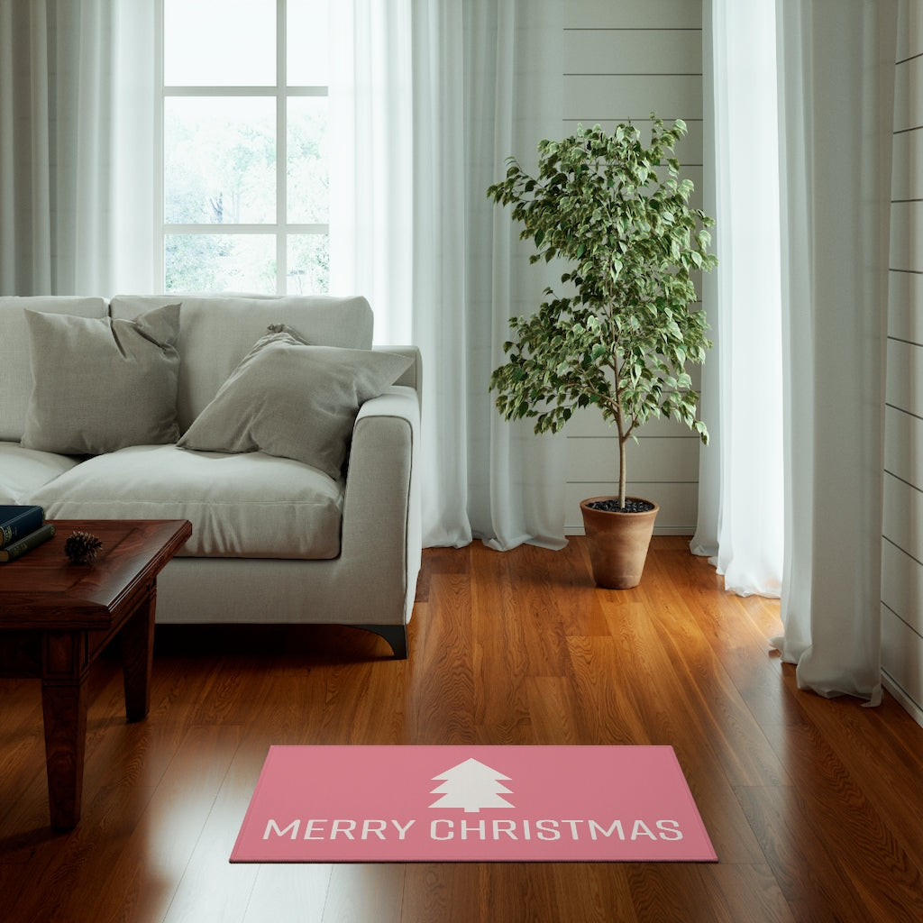 Merry Christmas Welcome Rug / Pink