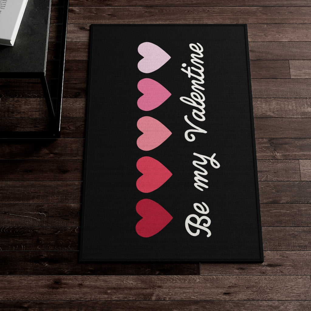 Be My Valentine Script Entry Rug / Black