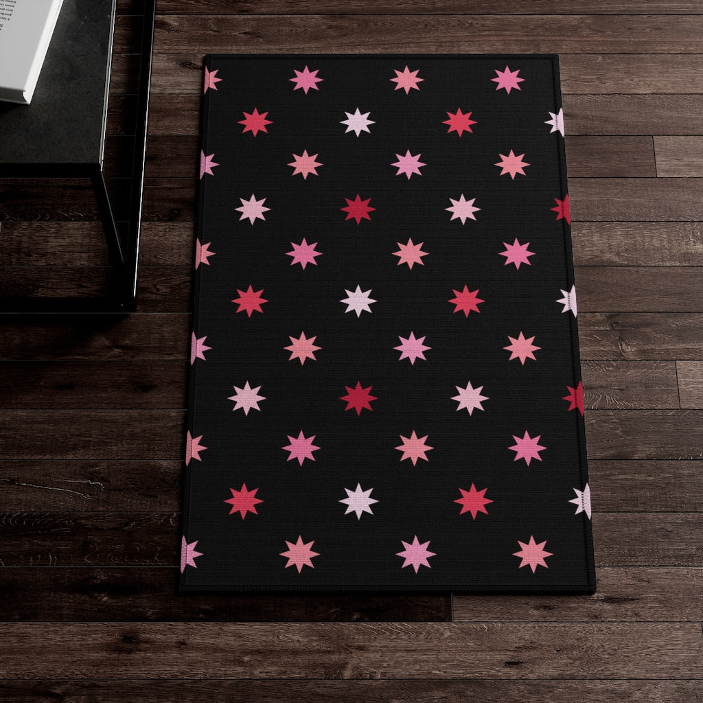Geo Star Entry Rug / Black Pink