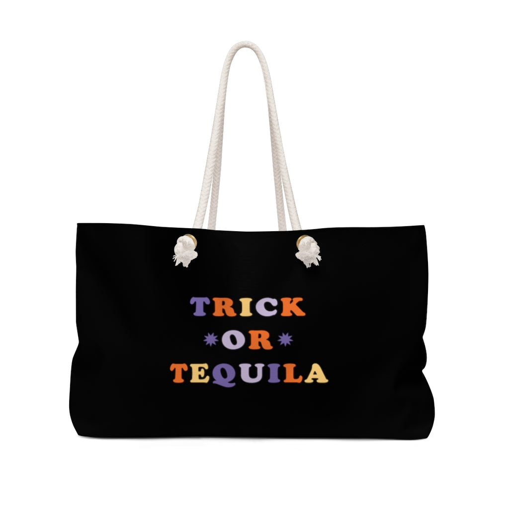Trick or Tequila / Halloween Weekender Bag / Black