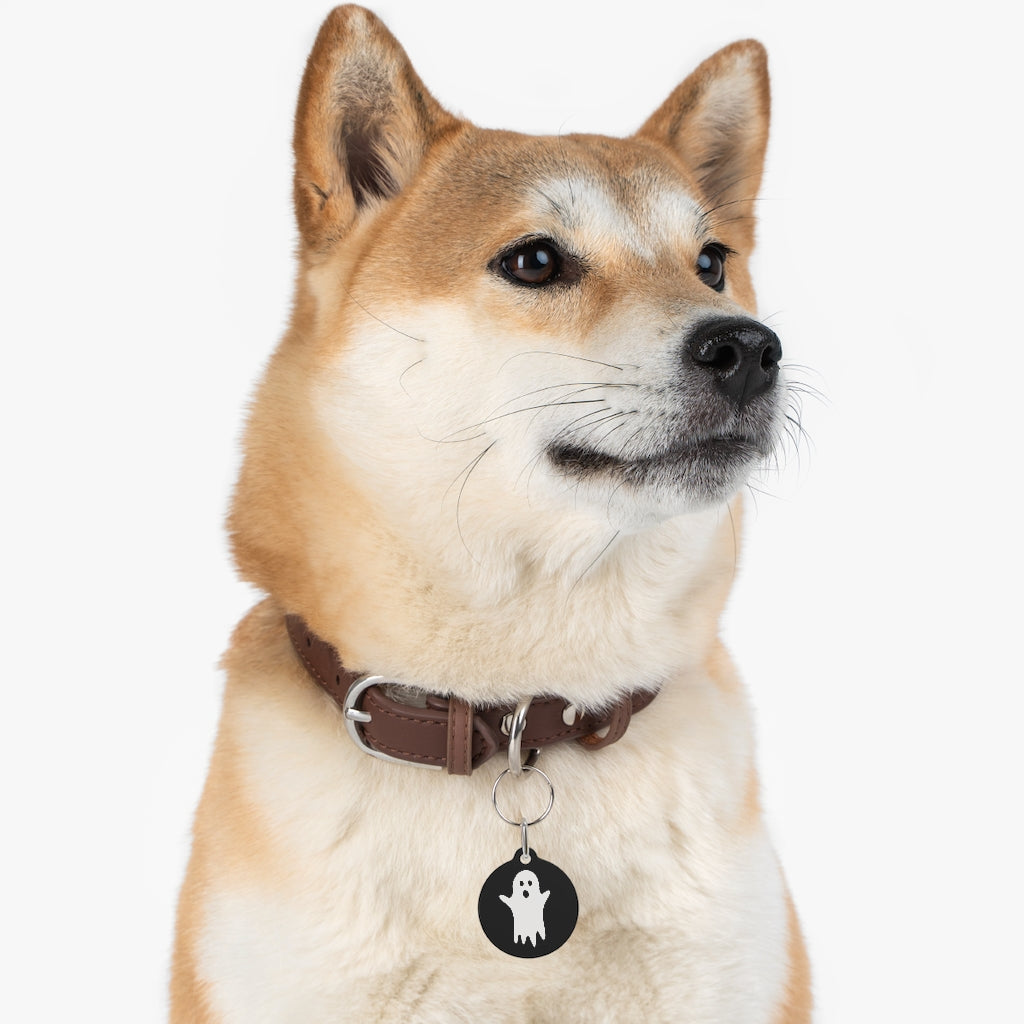 Ghost / Halloween Pet Tag / Black