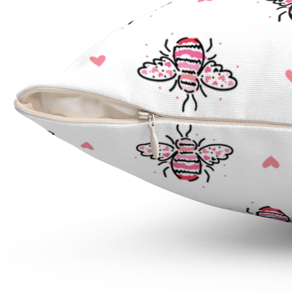 Bumble Bee Heart Pillow Cover / White