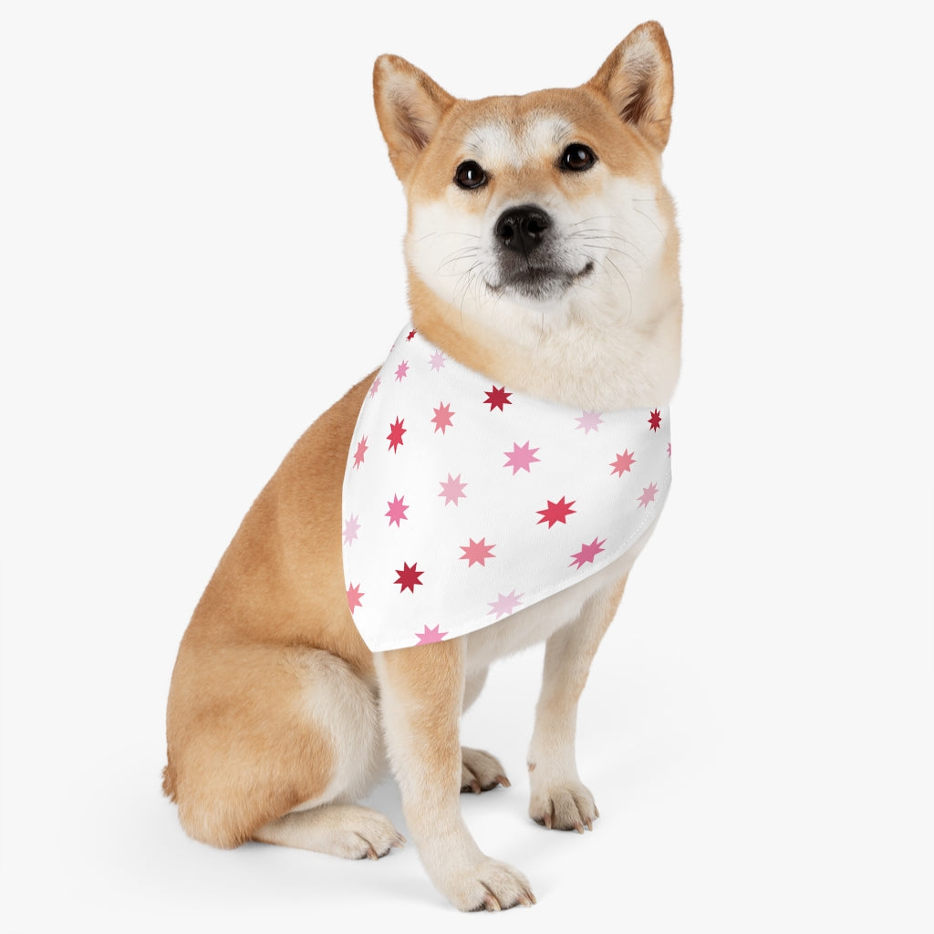 Geo Star Dog Bandana / White Pink