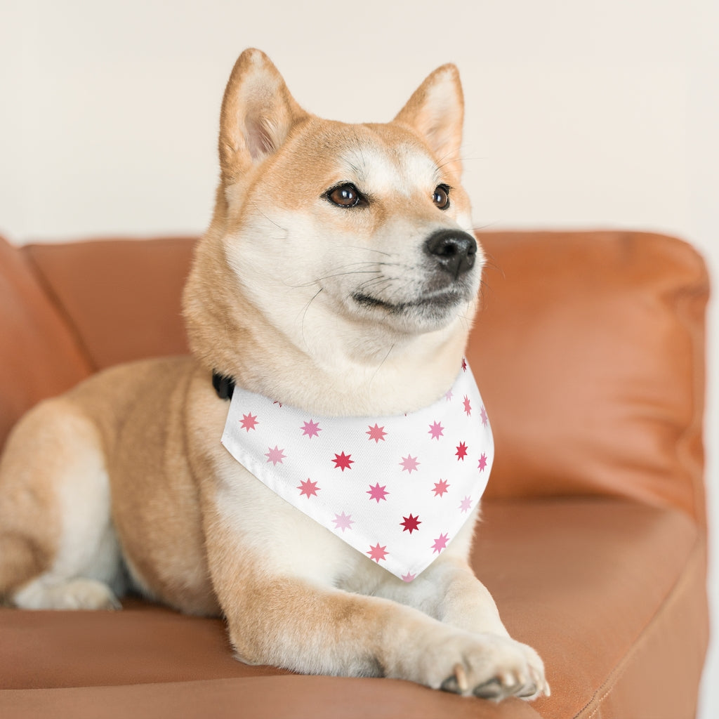 Geo Star Dog Bandana / White Pink
