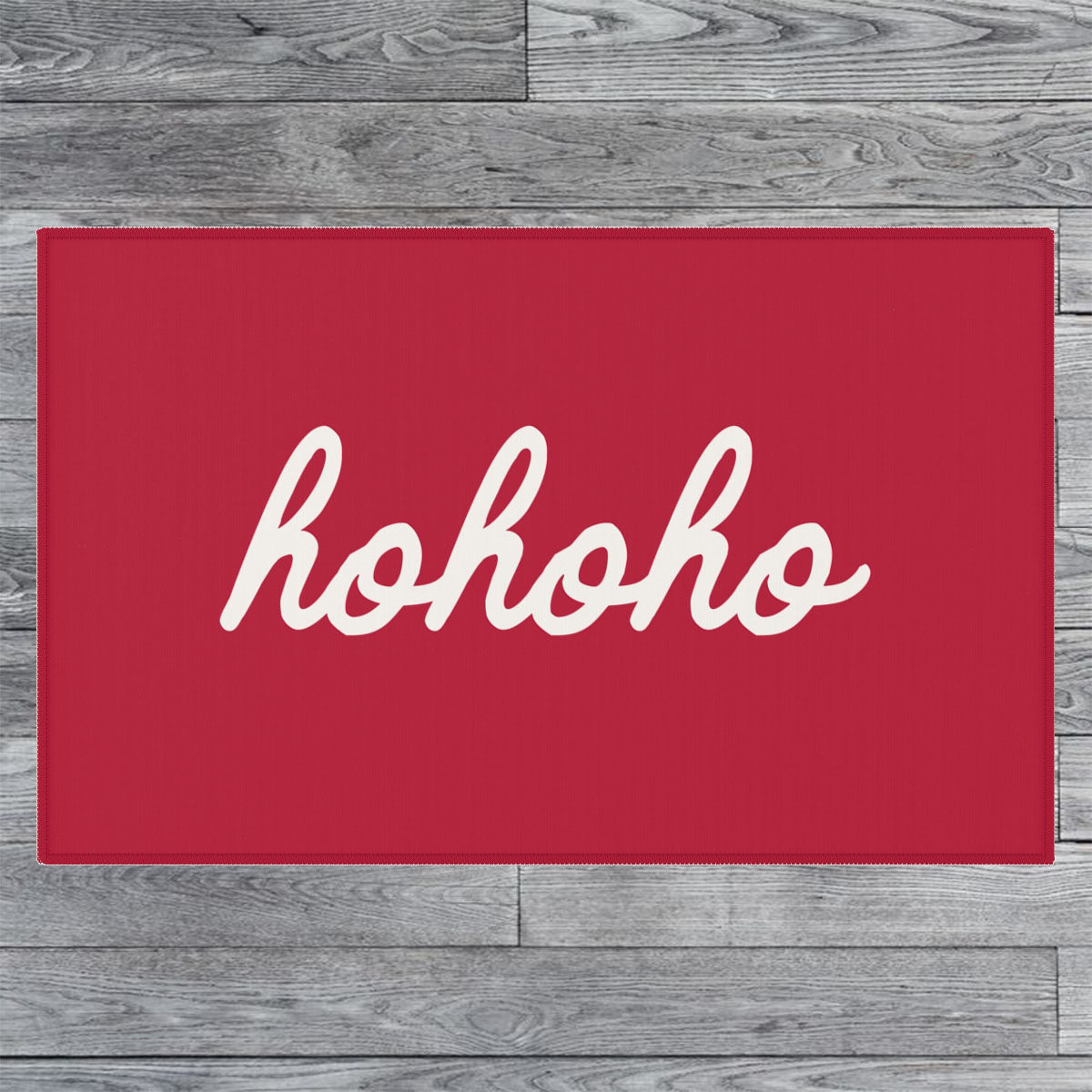 Ho Ho Ho Christmas Welcome Rug / Red