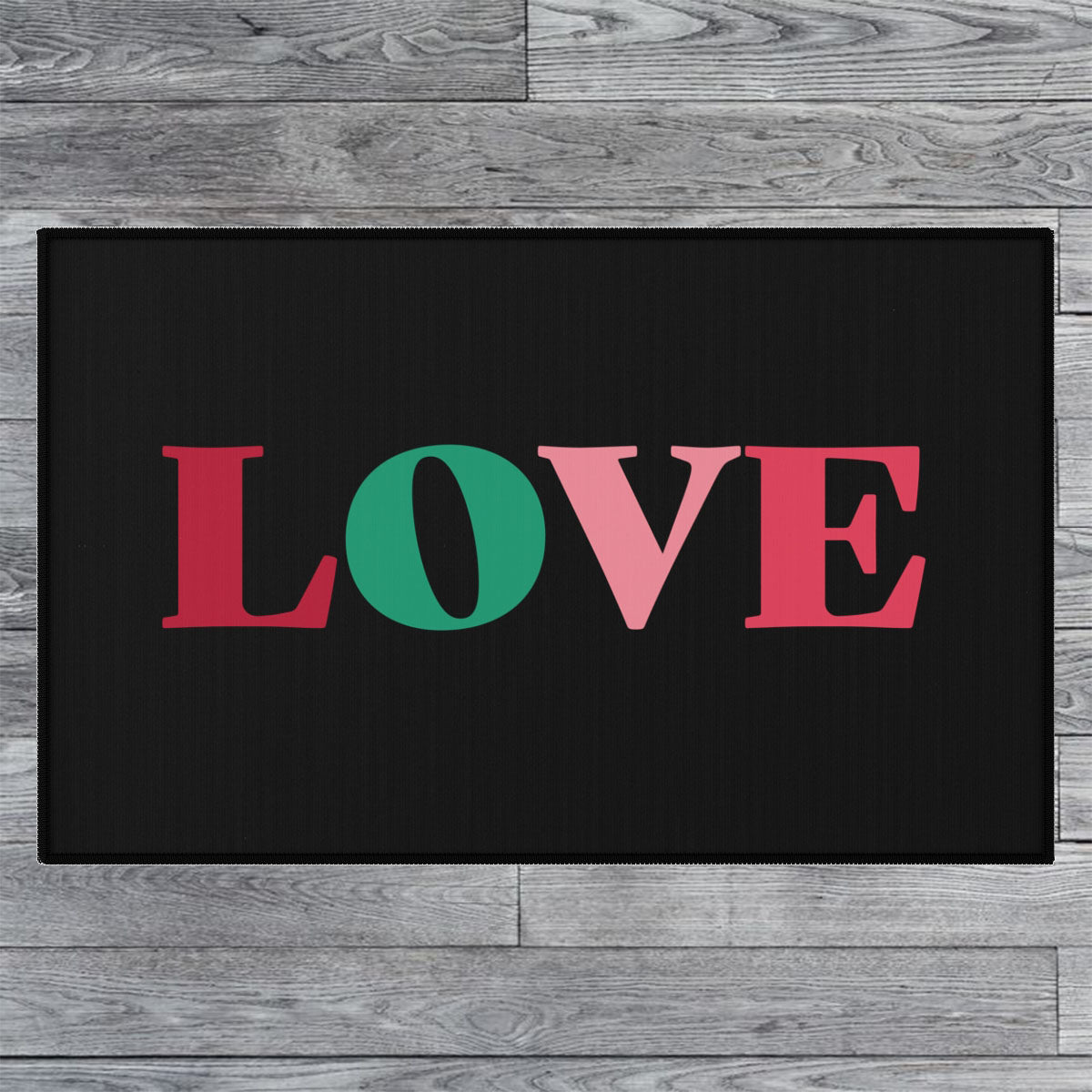 LOVE Christmas Welcome Rug / Black