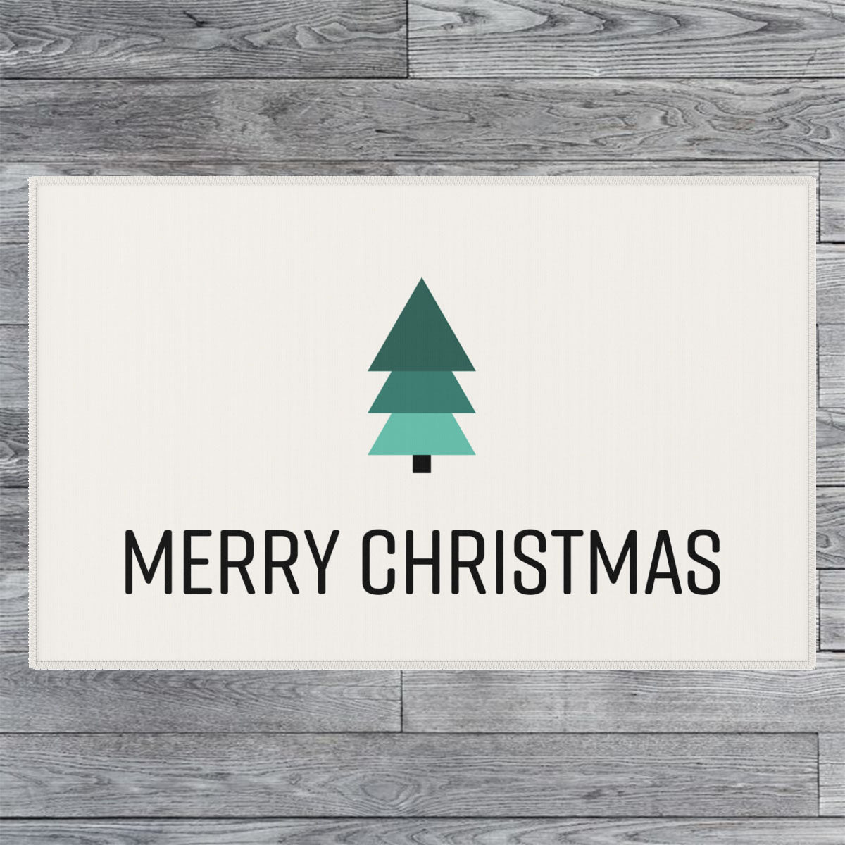 Merry Christmas Welcome Rug / White