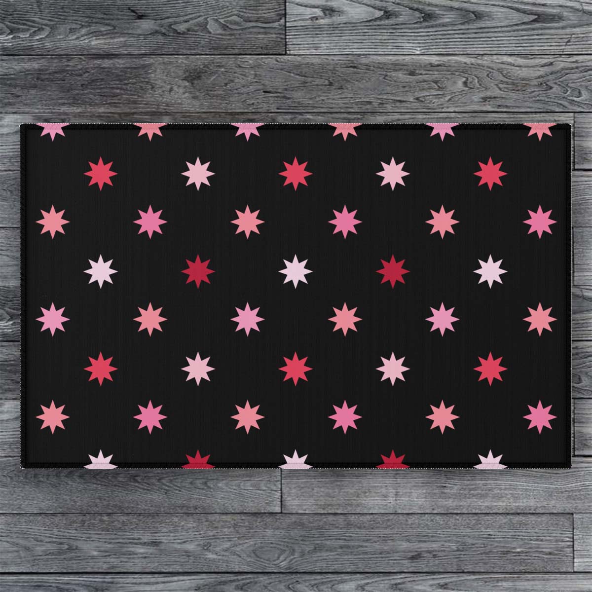 Geo Star Entry Rug / Black Pink
