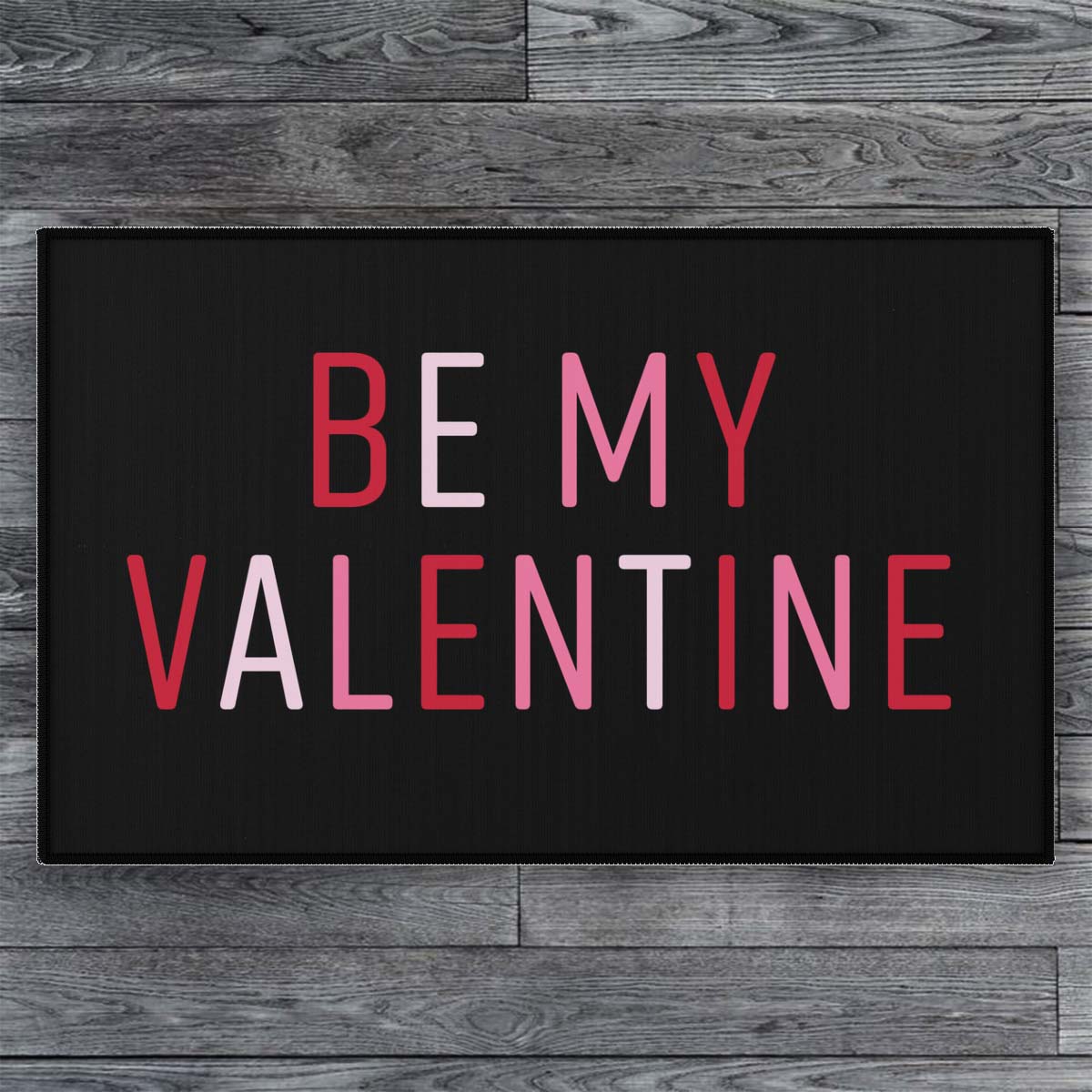 Be My Valentine Entry Rug / Black Pink