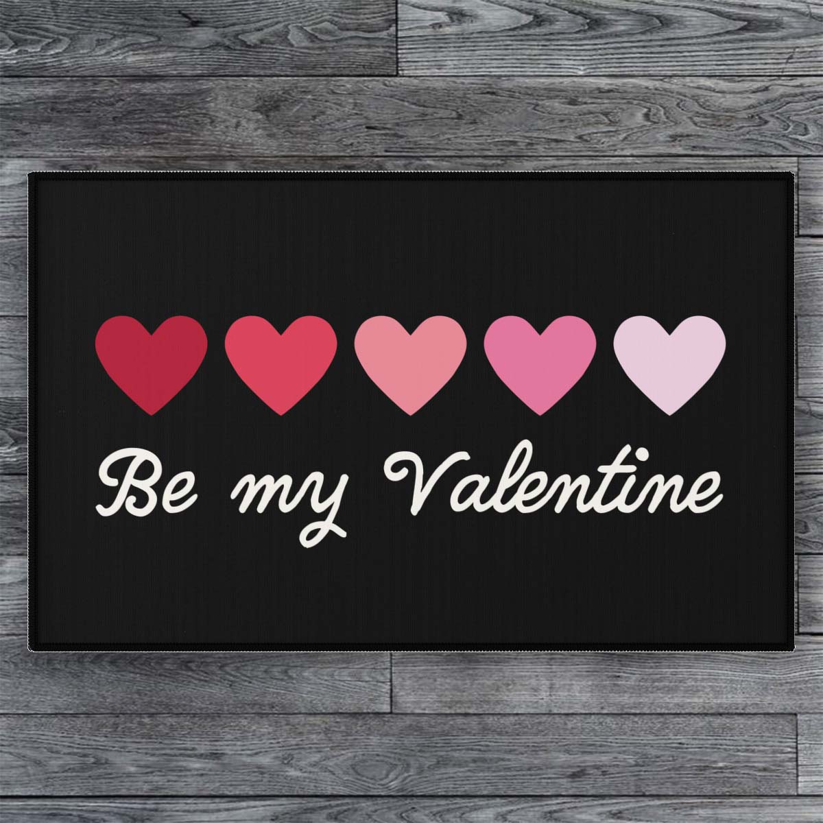 Be My Valentine Script Entry Rug / Black