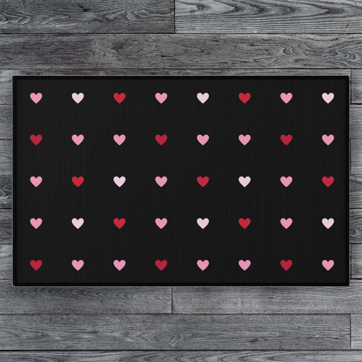 Charming Hearts Entry Rug / Black Pink