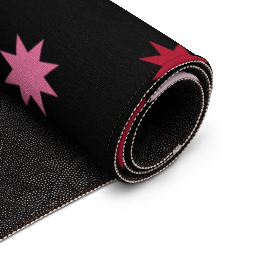 Geo Star Entry Rug / Black Pink