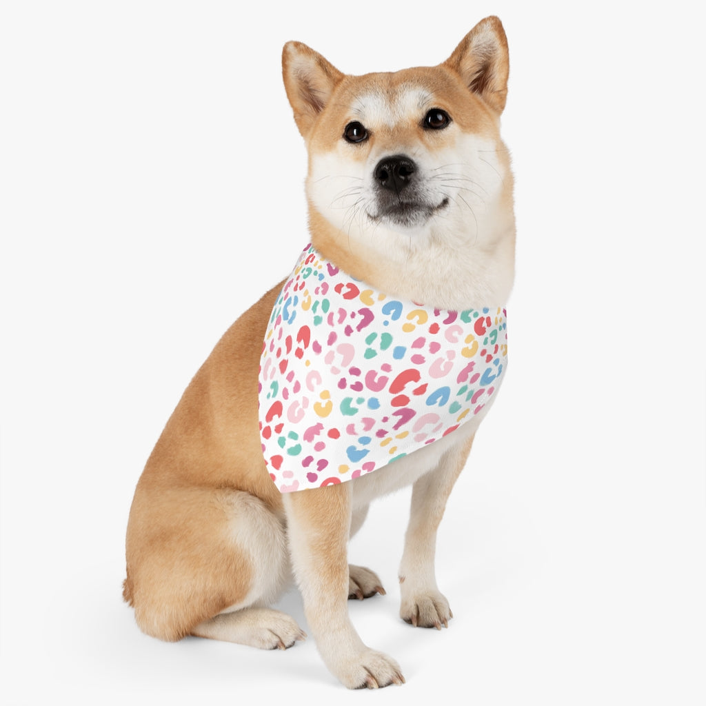 Rainbow Leopard Dog Bandana / White