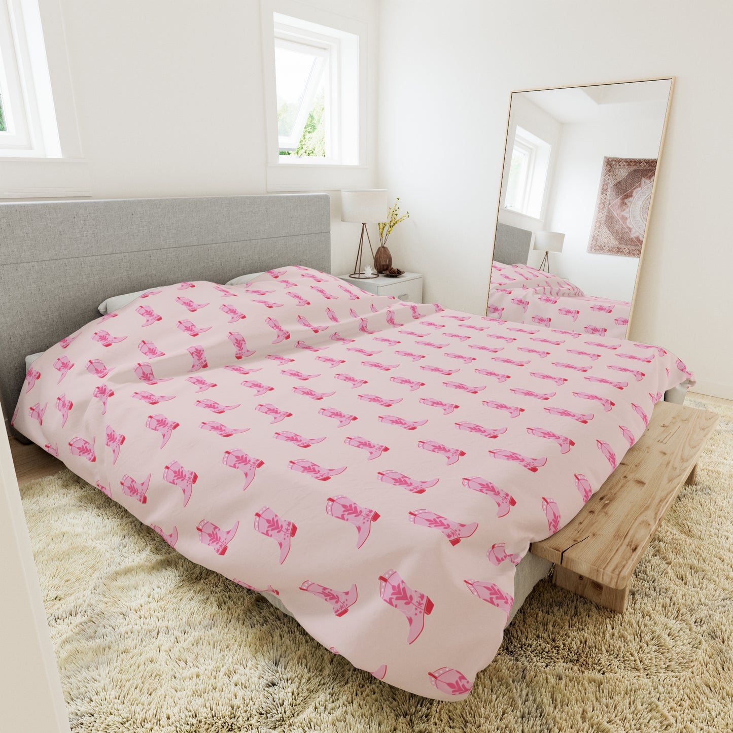 Cowgirl Boot Duvet Cover / Pink