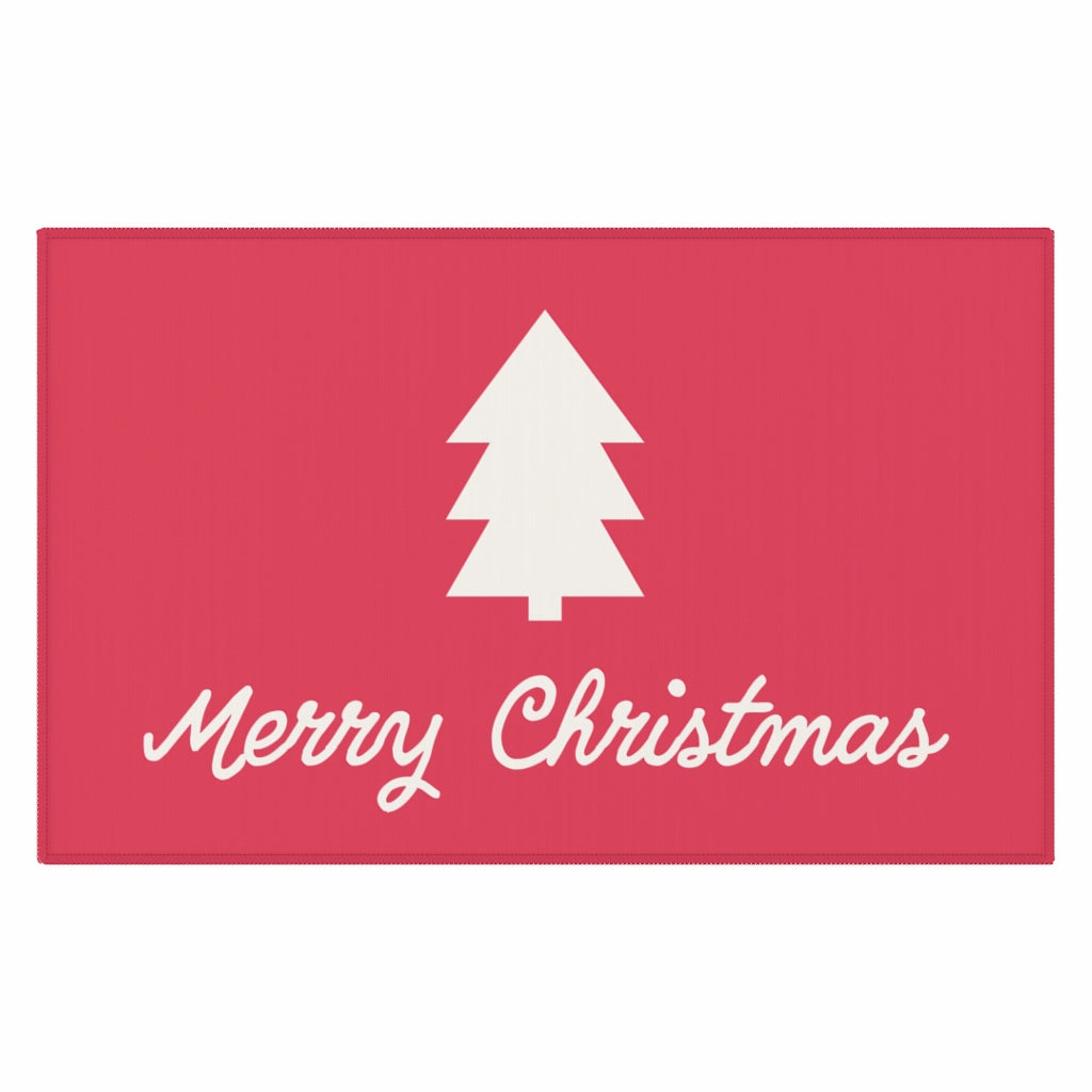 Merry Christmas Welcome Rug / Coral Pink