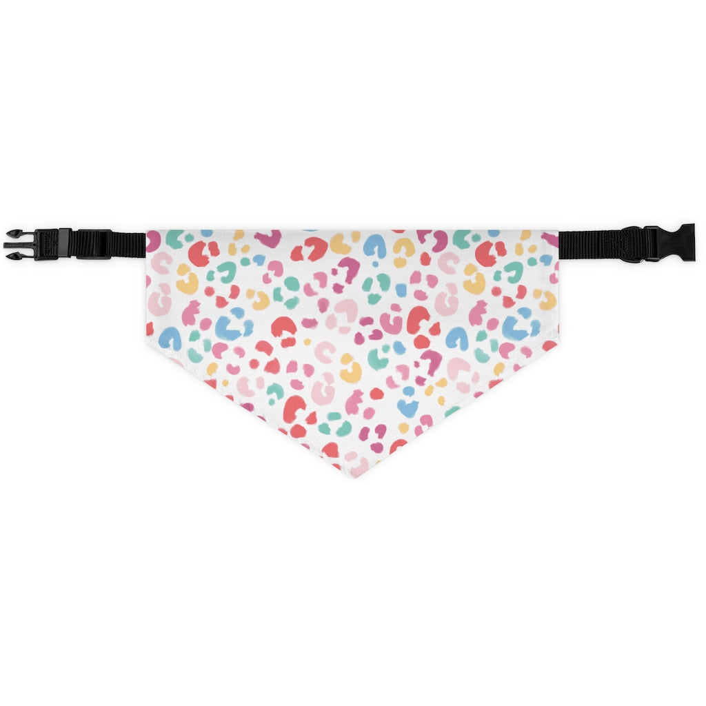 Rainbow Leopard Dog Bandana / White