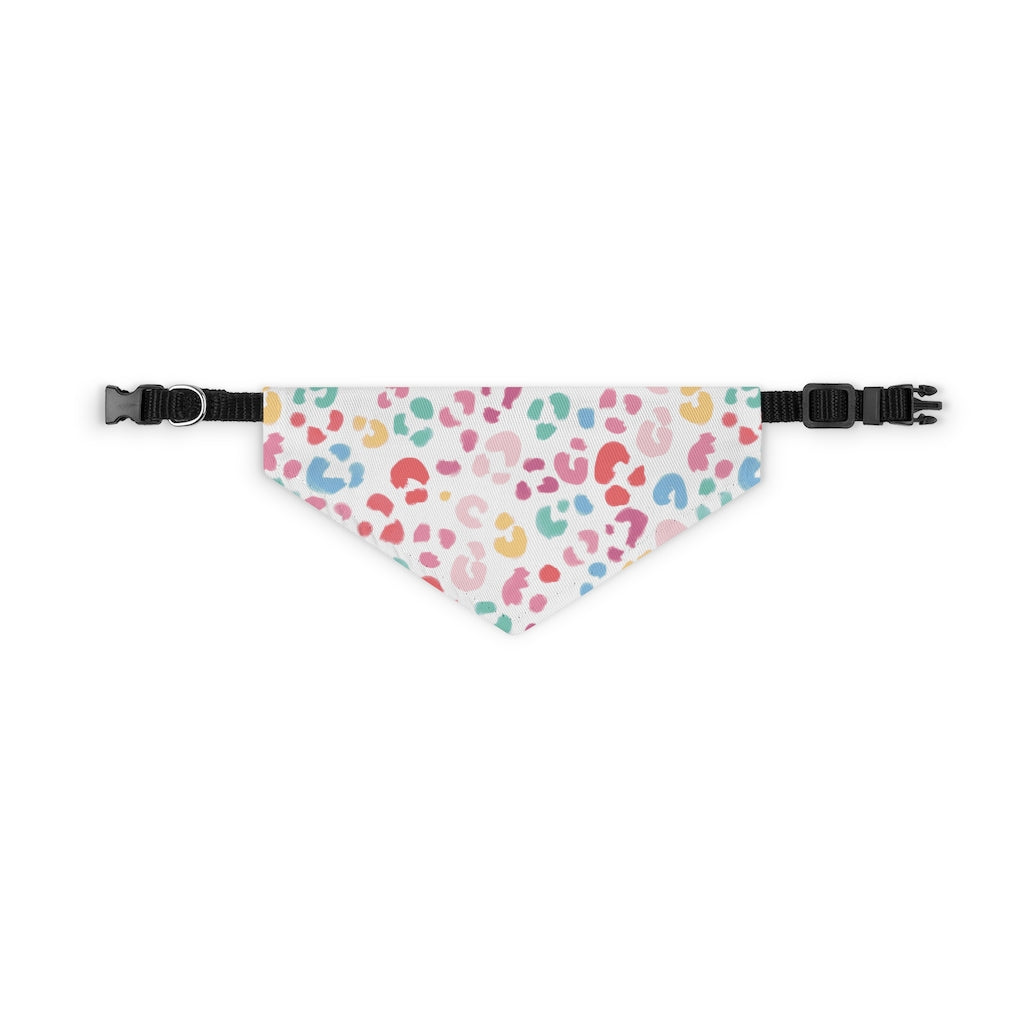 Rainbow Leopard Dog Bandana / White