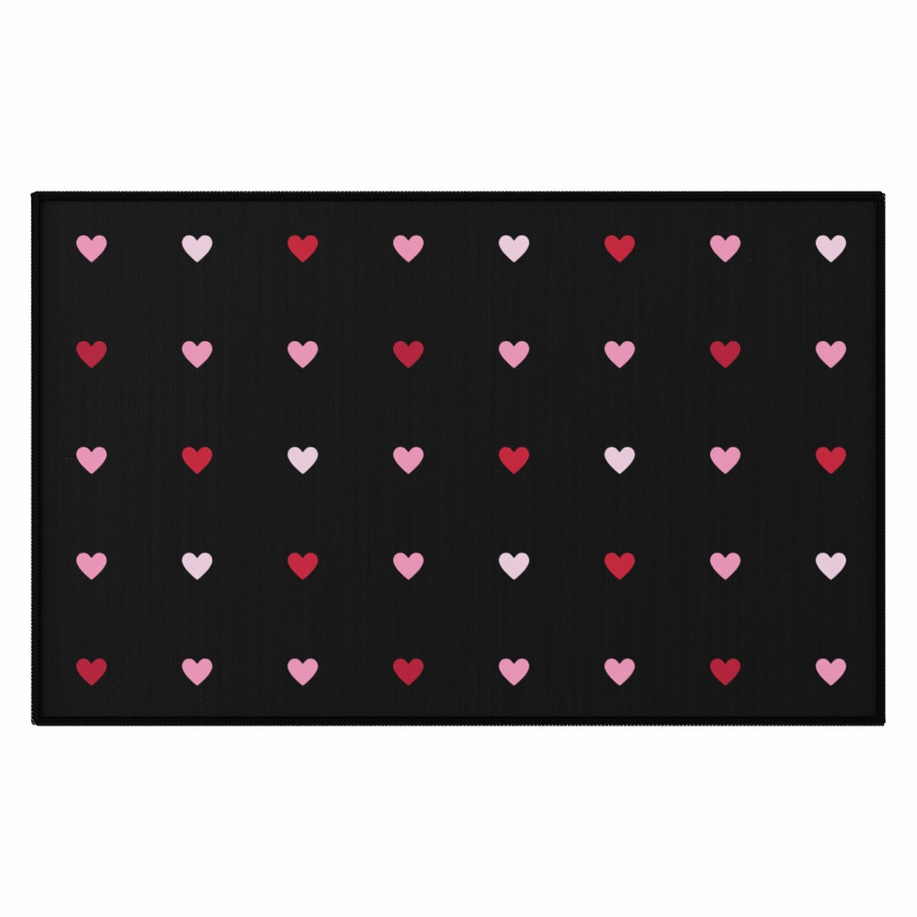 Charming Hearts Entry Rug / Black Pink